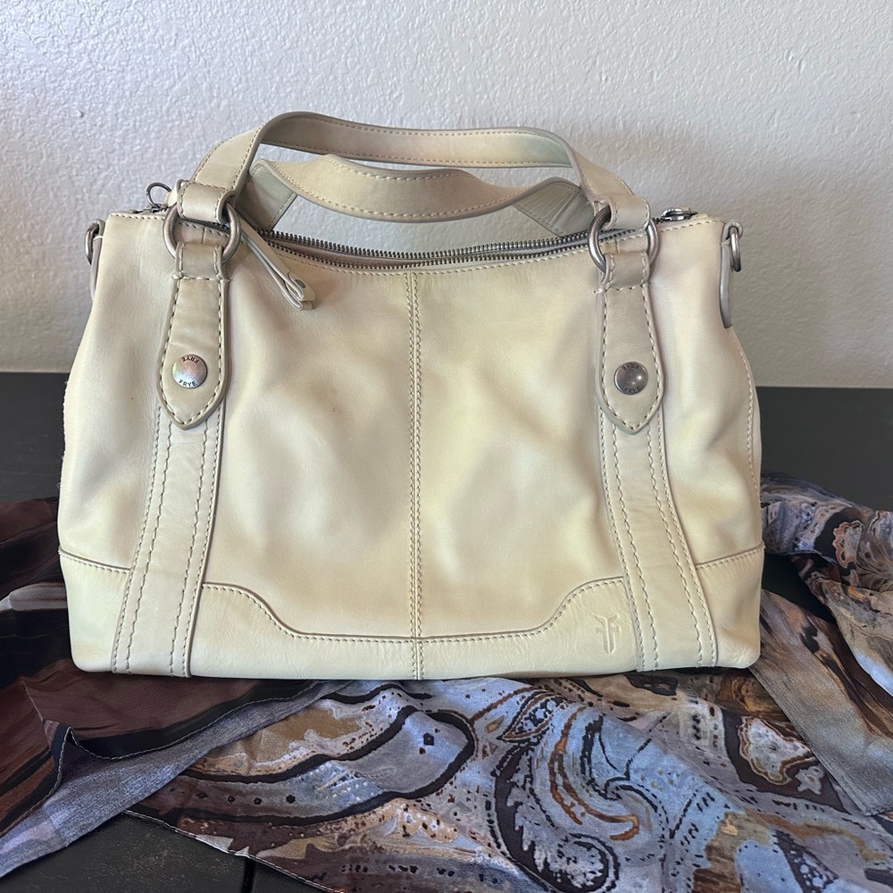 Frye Cream Leather Shoulder Satchel